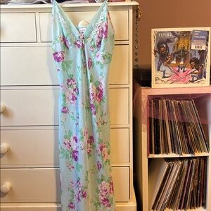 Vintage Y2K Sheer Maxi Babydoll Slip Dress Festival Coachella Betsey Johnson